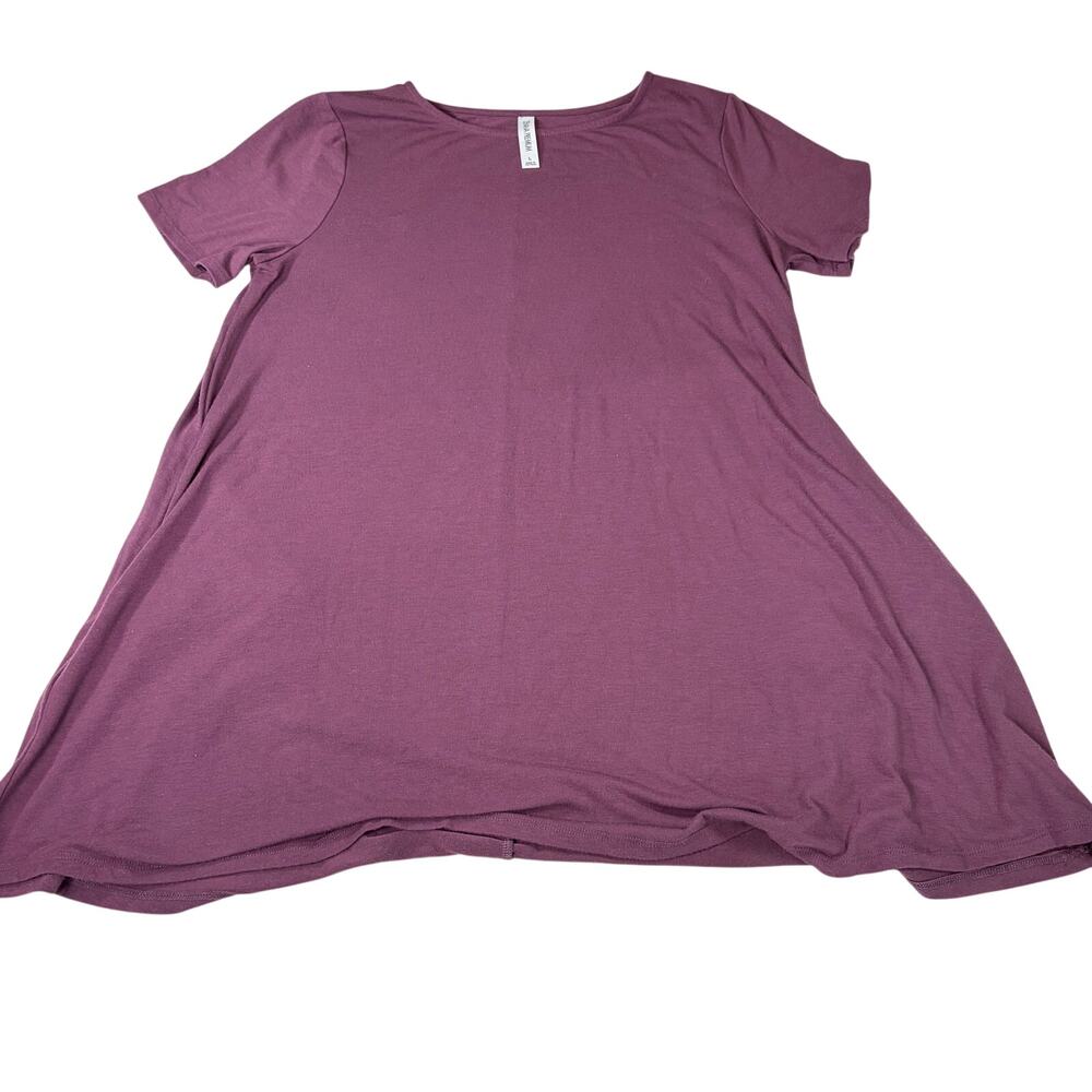 Zenana Premium womens purple short sleeve mini dress, pockets. Size L. comfort